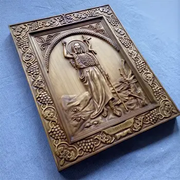 Icon Saint John the Baptist woodcut 26x32cm-3 Icon Saint John the Baptist woodcut 26x32cm-3