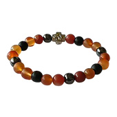 Rosary for wrist made of carnelian, onyx and hematite