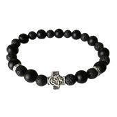 Rosary for wrist made of matte onyx and lava
