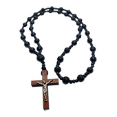 Onyx rosary with wooden cross