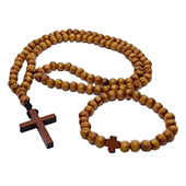 Set of rosaries for the neck and for the hand made of olive wood