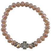 Crystal rosary with cross - brown