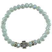 Crystal rosary with cross - light green