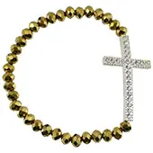 Crystal rosary with metal cross - golden color