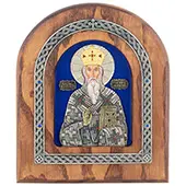 Icon of St. Vasilije of Ostrog enchained gilded 22x18cm