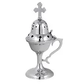 Brass censer with nickel finish 18cm