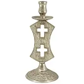 Brass candlestick with chrome finish 13x5.5cm