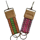 Woven key chain with leather