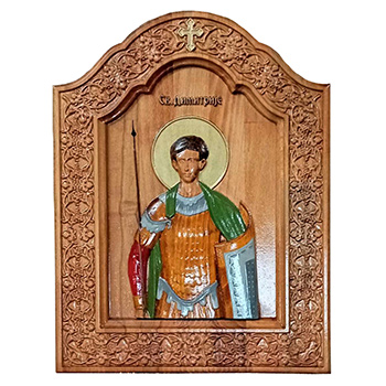 Икона Свети Димитрије - ручно осликан дуборез у дрвету 30x40цм