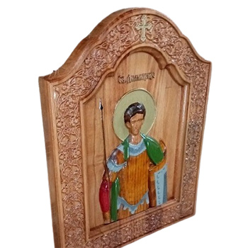 Икона Свети Димитрије - ручно осликан дуборез у дрвету 30x40цм-1