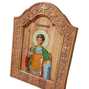 Икона Свети Димитрије - ручно осликан дуборез у дрвету 30x40цм-2