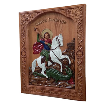 Ikona Sveti Georgije - Đurđevdan - ručno oslikan duborez u drvetu 30x40cm-1