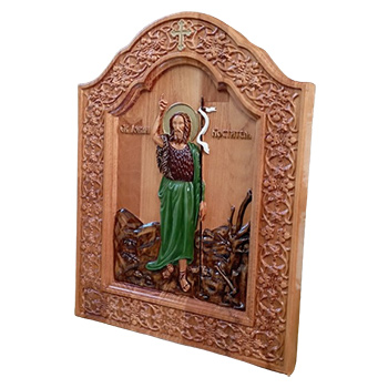 Ikona Sveti Jovan Krstitelj - ručno oslikan duborez u drvetu 30x40cm-1