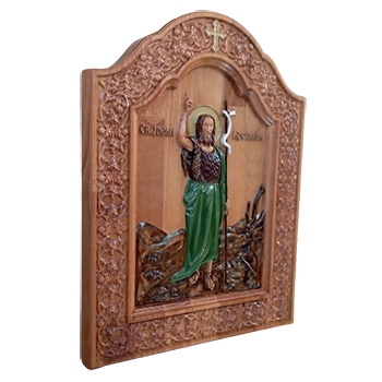 Ikona Sveti Jovan Krstitelj - ručno oslikan duborez u drvetu 30x40cm-2
