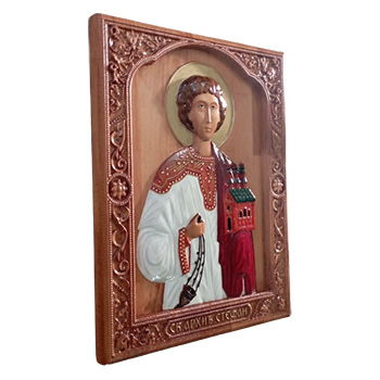 Икона Свети Стефан - ручно осликан дуборез у дрвету 30x40цм-2