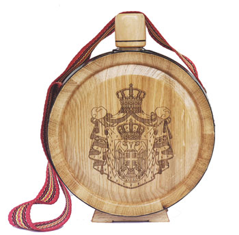 Wooden bottle with glass flask and laser engraving 0.75l