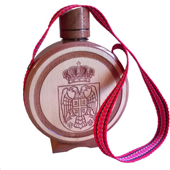 Small wooden flask Serbian emblem