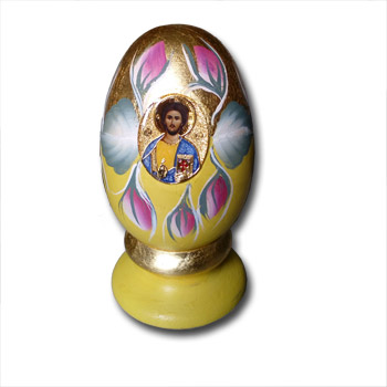 Wooden egg with icon