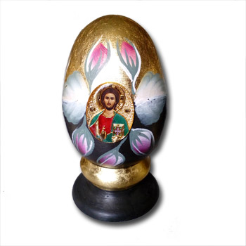 Wooden egg with icon-1