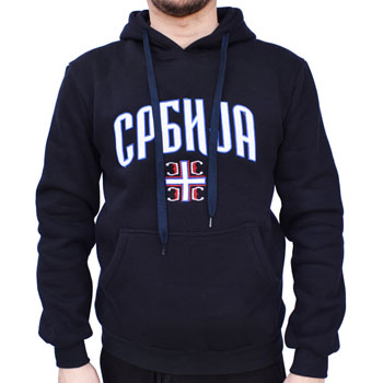 Embroidered sweat shirt Serbia - navy blue