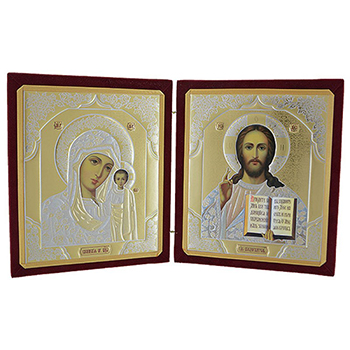 Diptih - Gospod Isus Hrist i Bogorodica - u plišu (20x17cm)