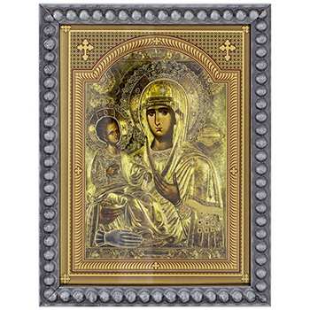 Icon of Holy Mother of God with three hands 15.5x12cm