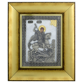Икона Свети Георгије позлаћена 23,5x20цм