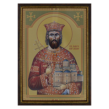 Ikona Sveti Velikomučenik Car Lazar 33x23cm uramljena
