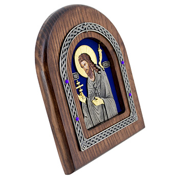 Ikona Sveti Jovan Krstitelj okovana pozlaćena 22x18cm (na plavoj pozadini)-1