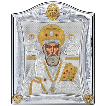 Икона Свети Никола 25x20цм посребрена
