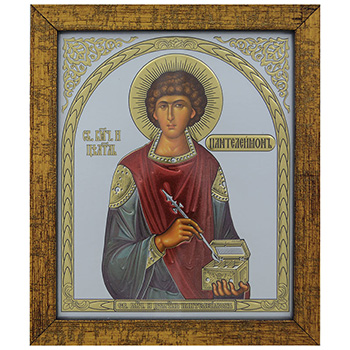 Икона Свети Пантелејмон 20,5x17,5цм