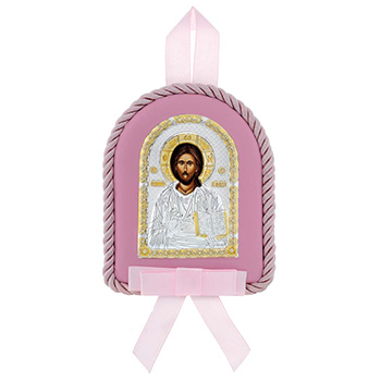 Икона Исус Христ, за бебе, посребрена 10x8цм
