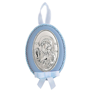Icon for babies Holy Virgin, oval, silver-plated 11x8cm - model A