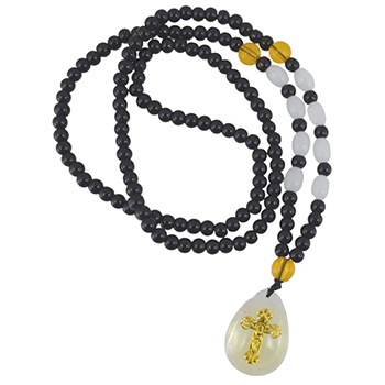 Bead necklace with a cross