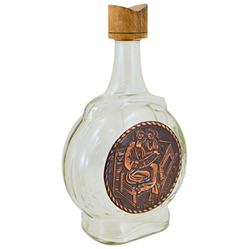 Glass bottle with the image of Saint Mark in copper-1