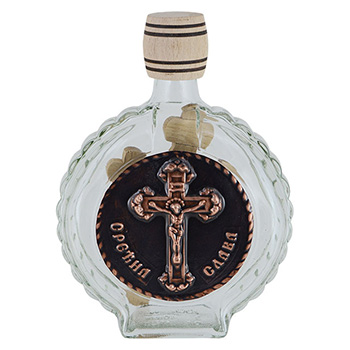 Glass flask with cross 