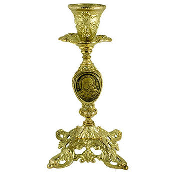 Forged metal candlestick - gold