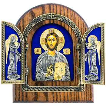 Triptih Gospod Isus Hristos 22x18cm (na plavoj pozadini)