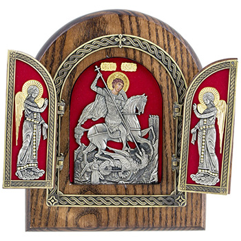 Triptih Sveti Đorđe 22x18cm (na crvenoj pozadini)