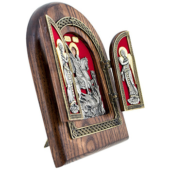 Triptih Sveti Đorđe 22x18cm (na crvenoj pozadini)-1