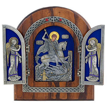 Triptih Sveti Đorđe 22x18cm (na plavoj pozadini)