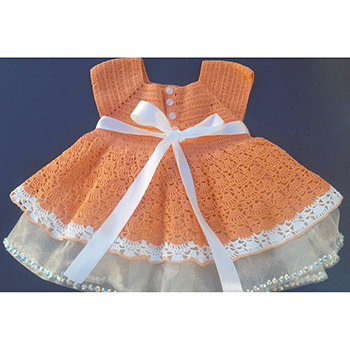 Heklana haljinica sa tilom i šljokicama (za devojčice do 4 godine) VH-015-2