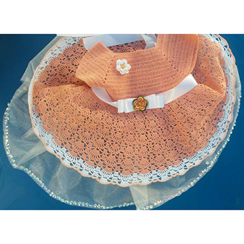 Heklana haljinica sa tilom i šljokicama (za devojčice do 4 godine) VH-015-4