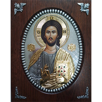 Gilded icon of Jesus Christ on wood