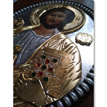 Pozlaćena ikona Isusa Hrista na drvetu-1