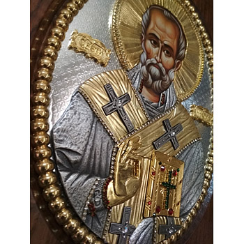 Позлаћена икона Св. Николе на дрвету-1