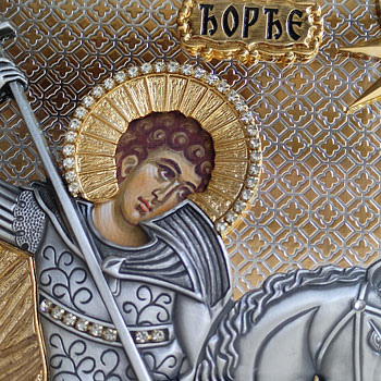 Ikona Sveti Đorđe sa ikonopisanim licem 40x46 cm-2