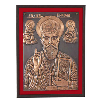 Religious icons on copper - plush frame