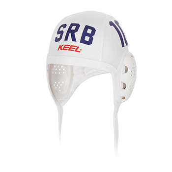 Keel waterpolo cap Serbia 2023 with number - white