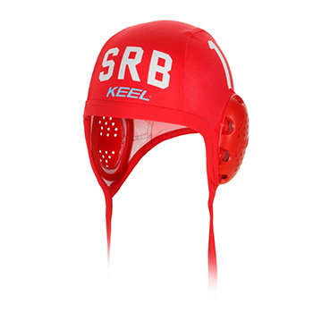 Keel waterpolo cap Serbia 2023 with number - red